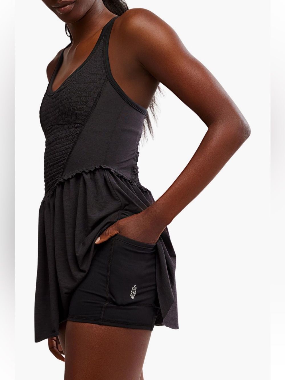 NWOT Free People Black Mini Dress with Built-In Shorts